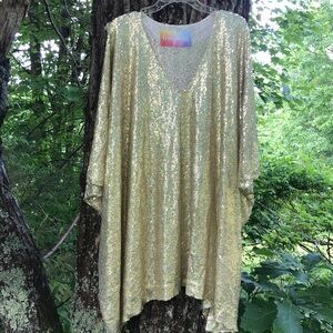 Iridescent Gold Sequin Caftan Dress